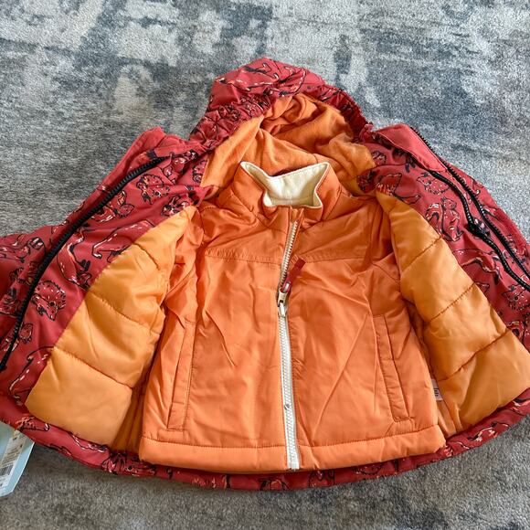 Cat and Jack 3 in 1 Jacket Boys 12 Months Orange Fleece Warm Winter Coat NEW - Picture 5 of 8